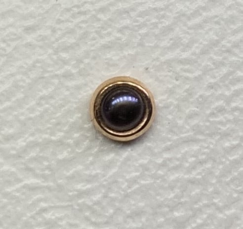 3mm Flat Cabochon with Black Pearl by Body Gems