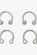 16g 5/16 Circular Barbell with Forward-Facing White Opals by LeRoi