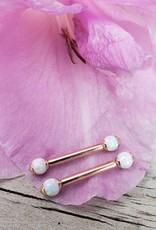 12g 9/16 Ariel Nipple Barbell with white opal ends