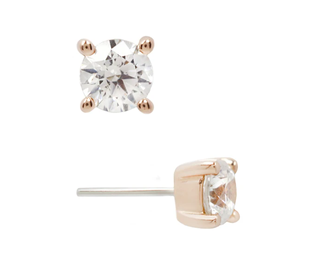 Solid Gold Square Prongs with CZ by Buddha Jewelry Organics