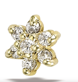 14g Pointy Flower ( yellow gold ) ( clear CZ ) ( threaded ) ( DT038 )