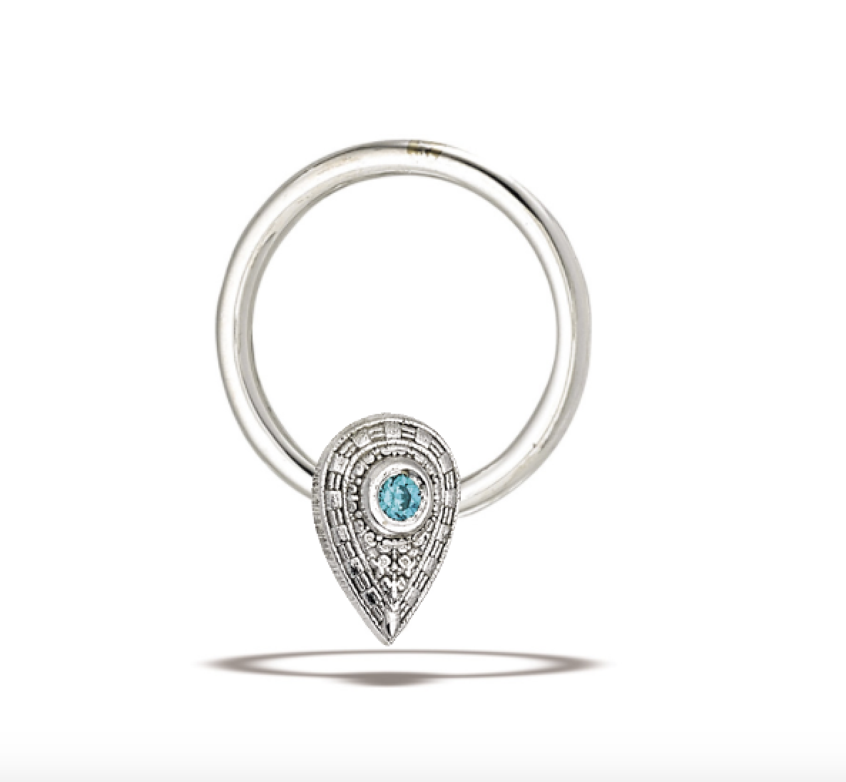 FBR ( horizontal ) ( pear relic ) ( seam ring ) ( white gold ) ( 16g 3/8 ) ( turquoise tq ) ( FBR w/ DT128 H )