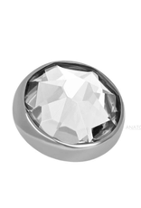 14g Flat Bottomed Gem End (4mm) (white gold) (clear CZ) (threaded)