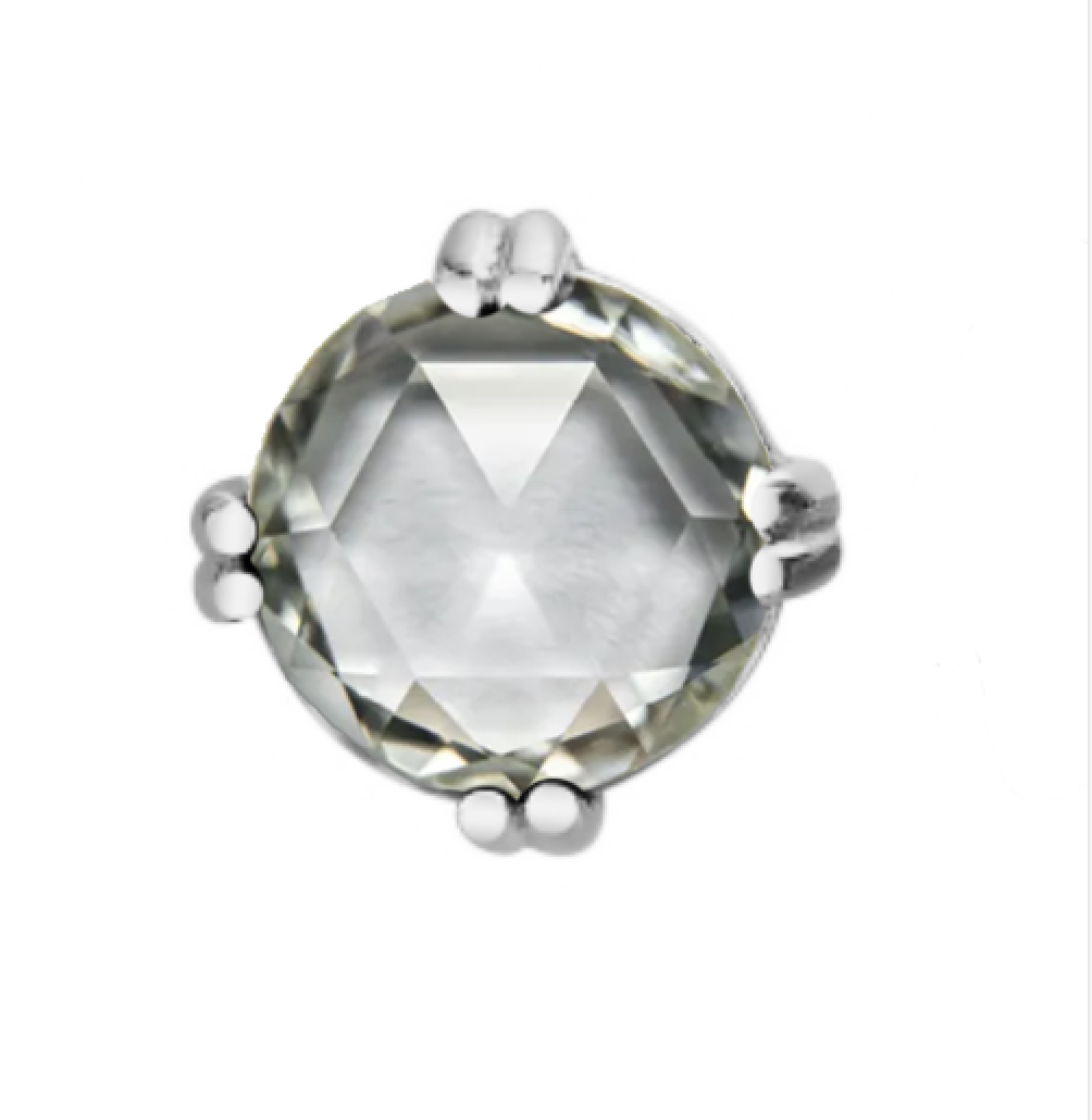 Double Prong Stone ( white gold ) ( white diamond ) ( rose cut ) ( 2mm ) ( threadless ) (#16-0253-200-DIA)