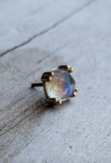4mm "Double Prong Cabochon" with Rose Cut Labradorite by BVLA