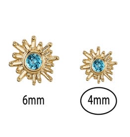 Sun Ray ( yellow gold ) ( ocean blue diamond ) ( 4mm ) ( threadless ) (#16-0547-400-PTZ)