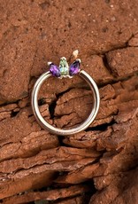 16g 3/8 Marquise Fan Seam Ring with Amethyst & Seafoam Tourmaline by BVLA
