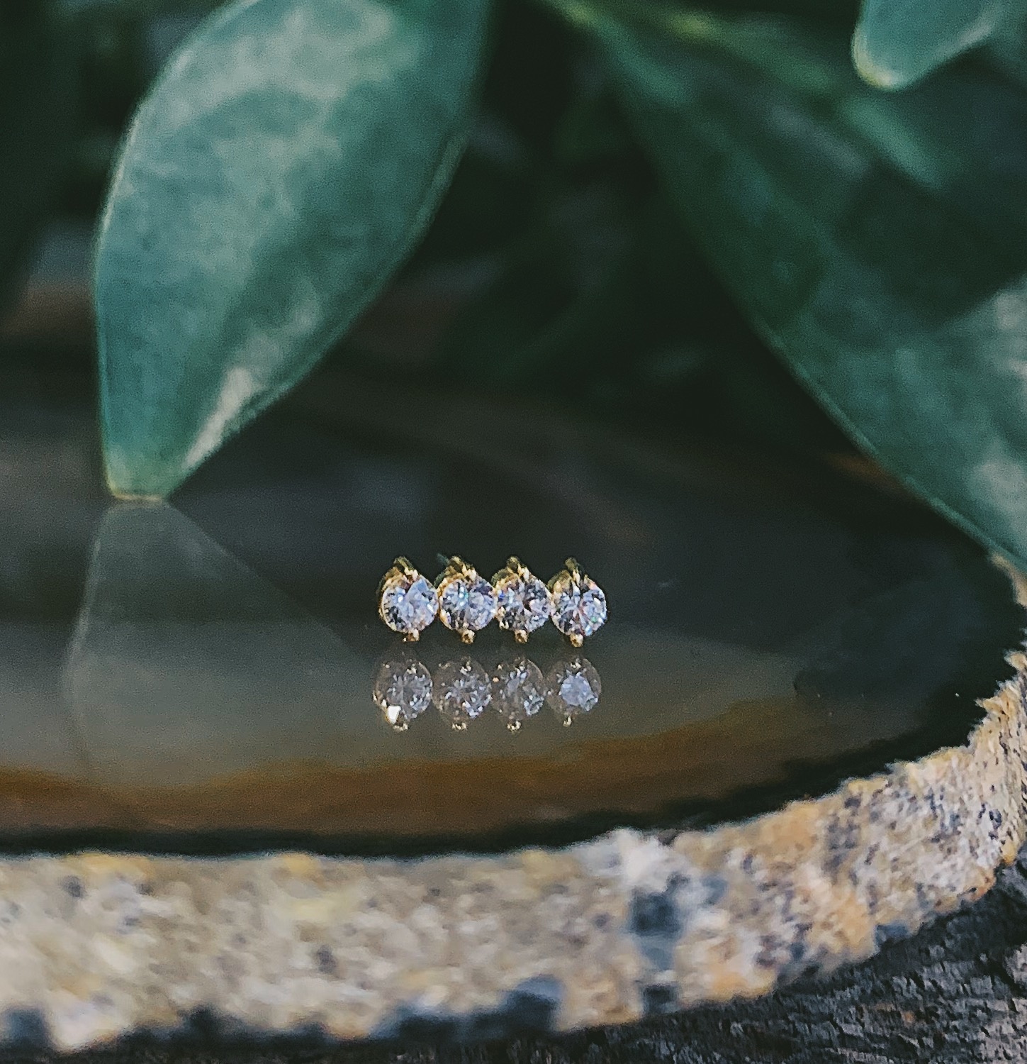 4-Gem Prong Flat Line with CZ by Body Gems