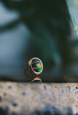 3mm Flat Cabochon with Black Opal by Body Gems