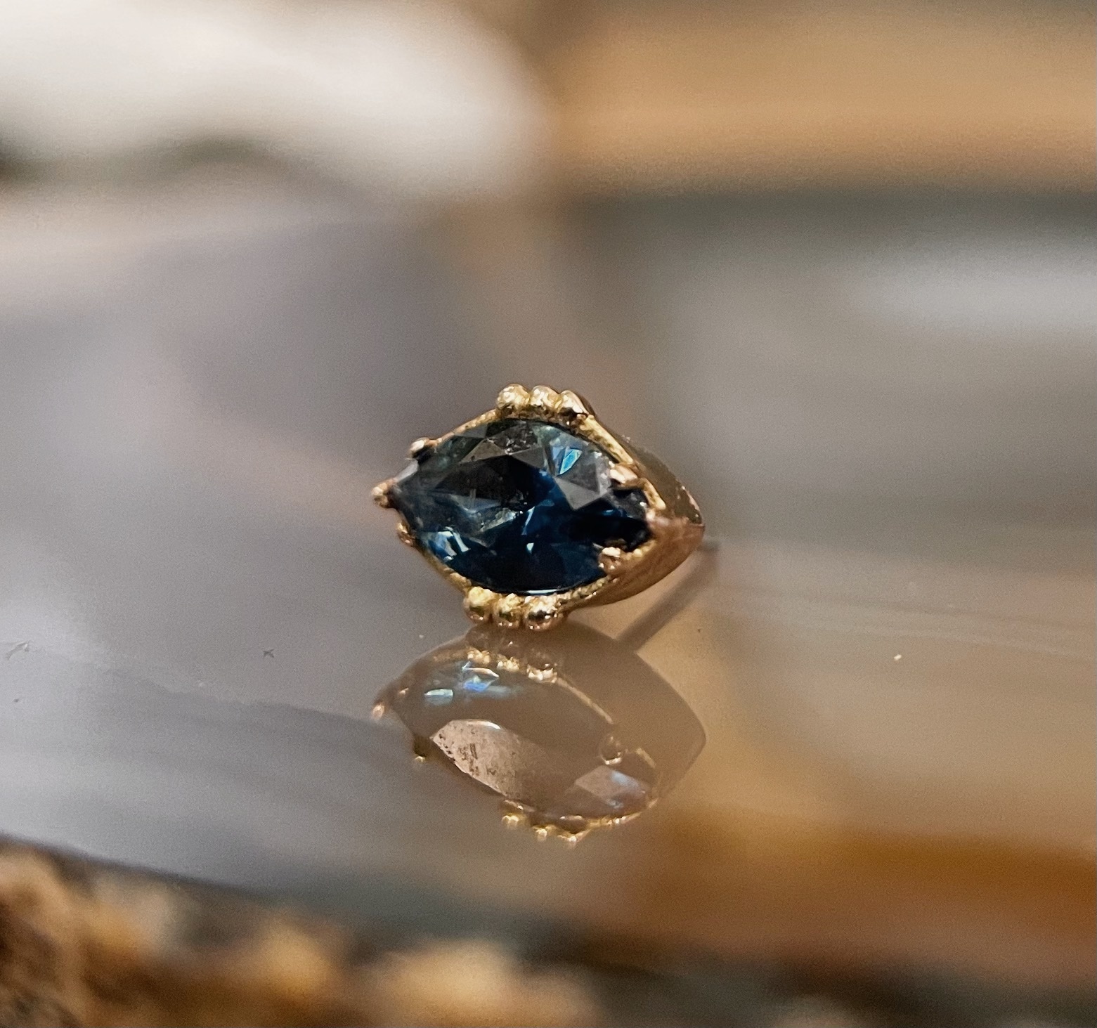 "Lindsey" Marquise End with London Blue Topaz by Anatometal