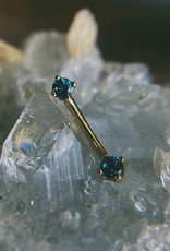 16g 5/16 Curved barbell - Yellow gold - Prong London blue Topaz