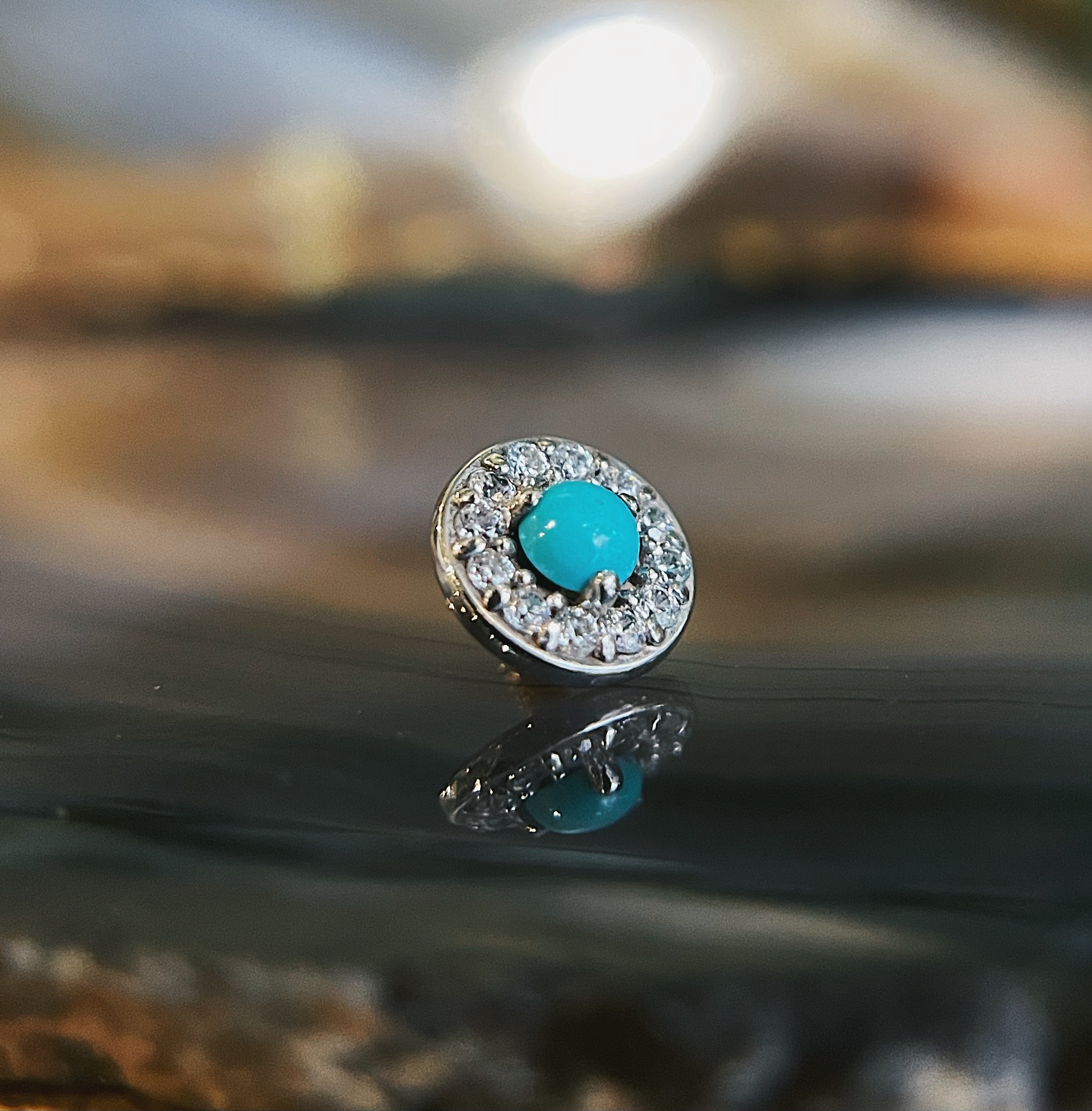 12/14g "Halo" with Turquoise & CZ by Body Gems