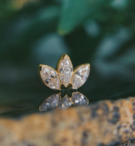 Large Marquise Fan with CZ by Anatometal