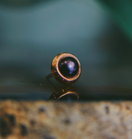 Flat Cabochon | Black Pearl | Yellow Gold