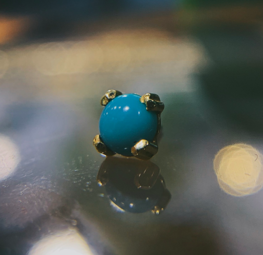 4mm Double Prong Cabochon with Turquoise by BVLA