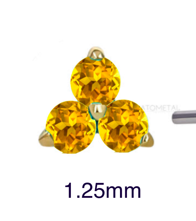 Tri-Prong Cluster with Amber Yellow CZ by Anatometal