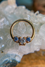 16g 3/8 Ceri Seam Ring with Blue & Clear CZ by Alchemy Adornment