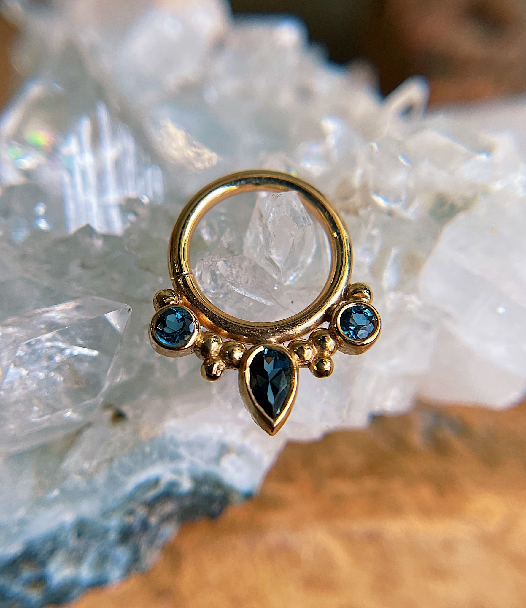 16g 5/16 "Eden Pear" with London Blue Topaz by BVLA