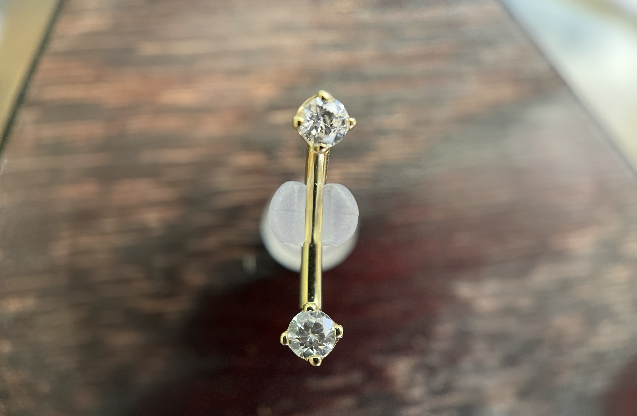 16g 5/16 Prong Gem Curved Barbell with CZ by BVLA