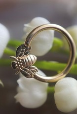 Fixed Bead Ring with Bee | Solid Gold