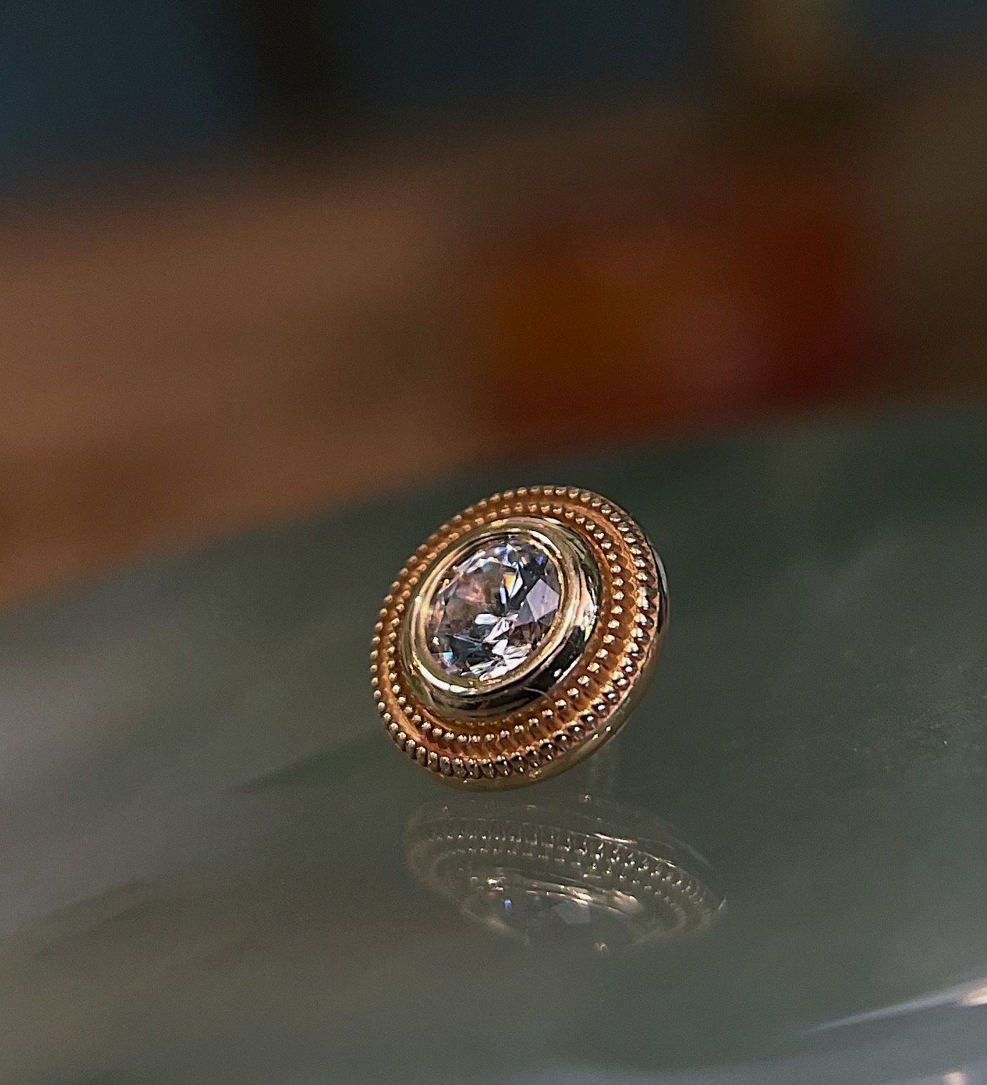 12/14g Round Millgrain with CZ by Body Gems