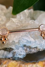 14g 5/8 Tri Bead Cluster Barbell with Rose Quartz by BVLA