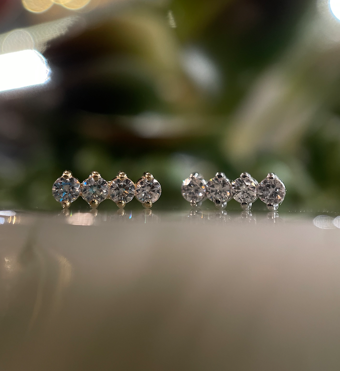 4-Gem Prong Flat Line with CZ by Body Gems