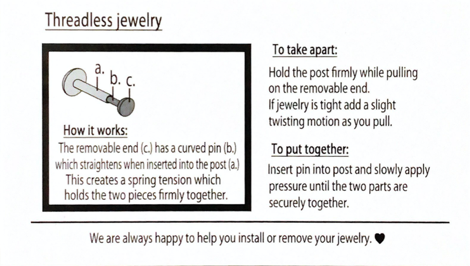 junipurr jewelry "Amy" threadless end by Junipurr Jewelry