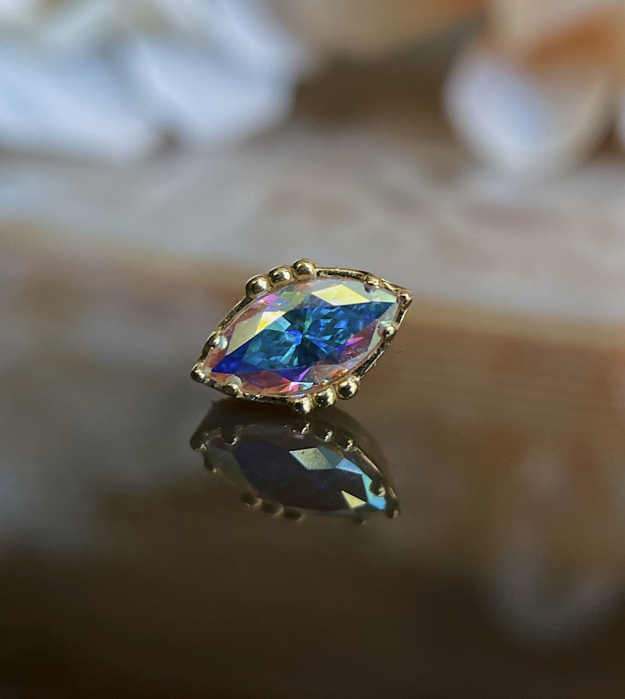 "Lindsey Marquise" with Aurora CZ by Anatometal