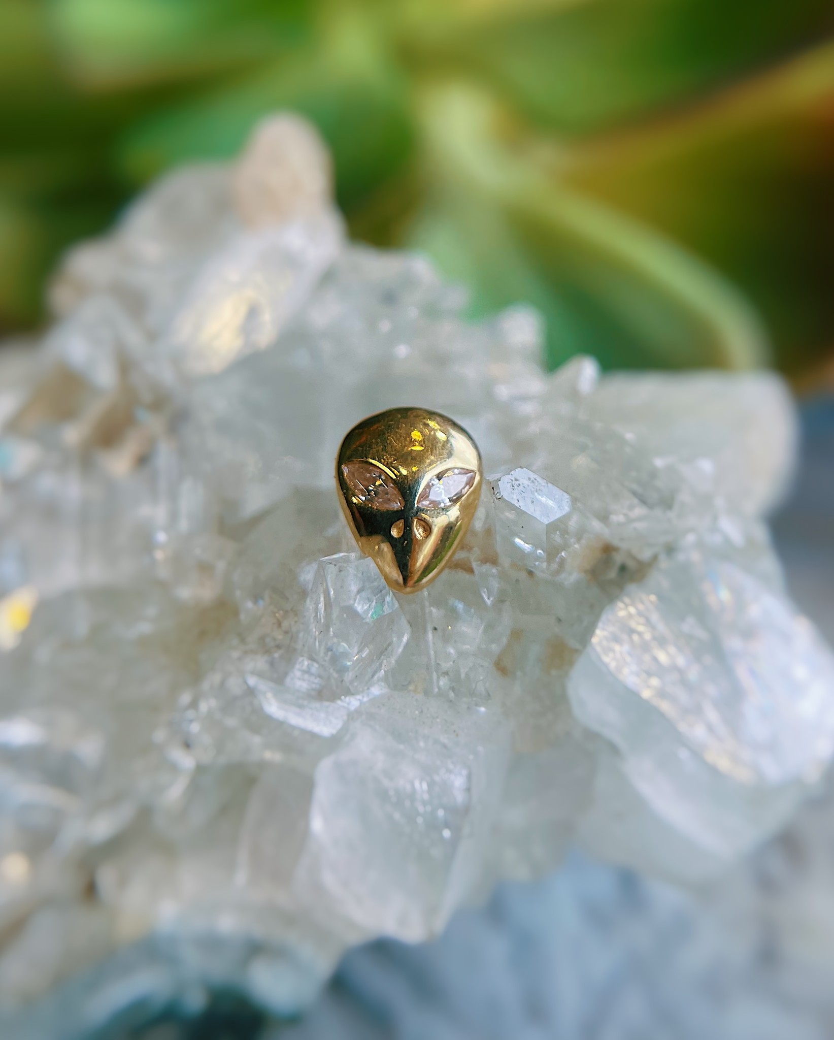 junipurr jewelry Solid Gold "Alien Head" with CZ by Junipurr Jewelry