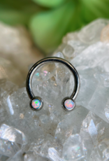 16g 5/16 Circular Barbell with Forward-Facing White Opals by LeRoi