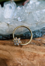 18g 3/8 Horizontal "Pointy Flower" Fixed Bead Ring with CZ by Body Gems