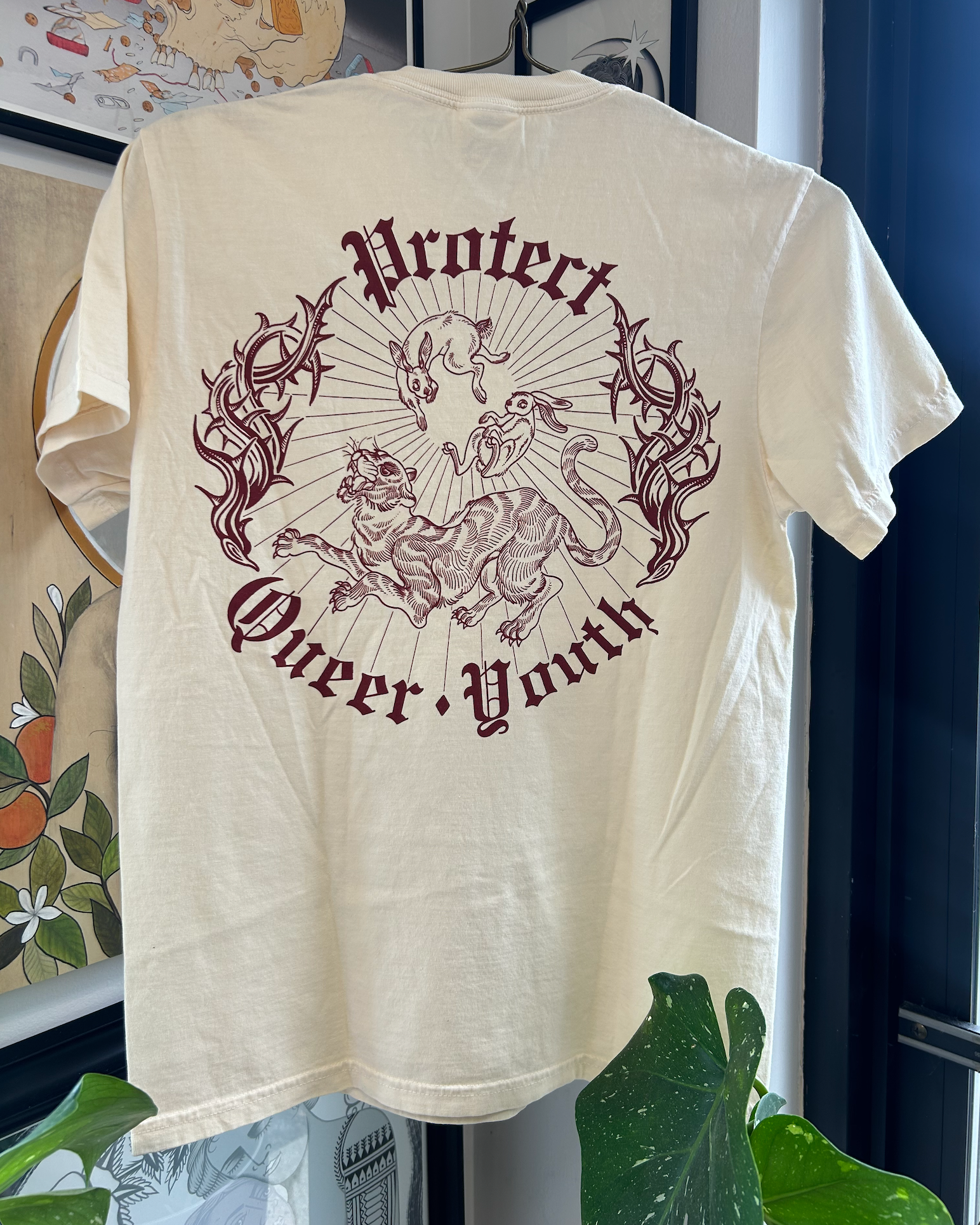 Protect Queer Youth' T-shirt ( Black/White or Cream/Red)