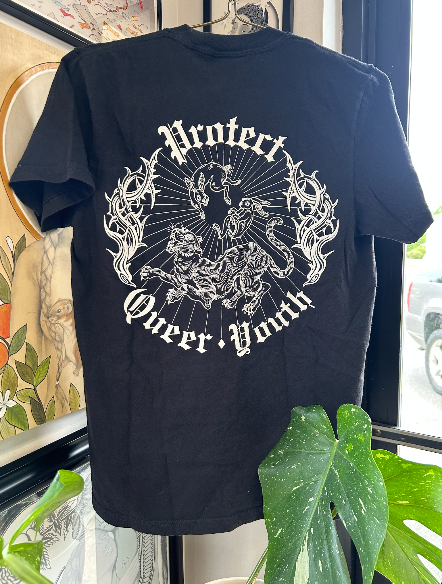 Protect Queer Youth' T-shirt ( Black/White or Cream/Red)