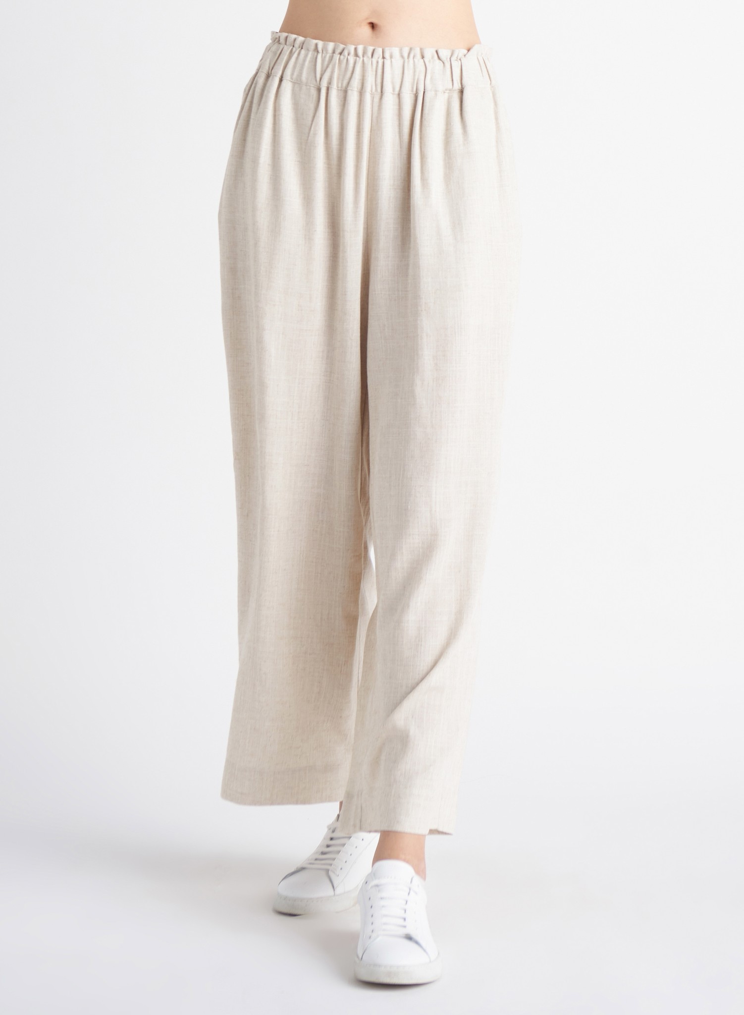 【MODERNIF】Door Linen Wide Slacks Modern Fit Linen-Blend Pants