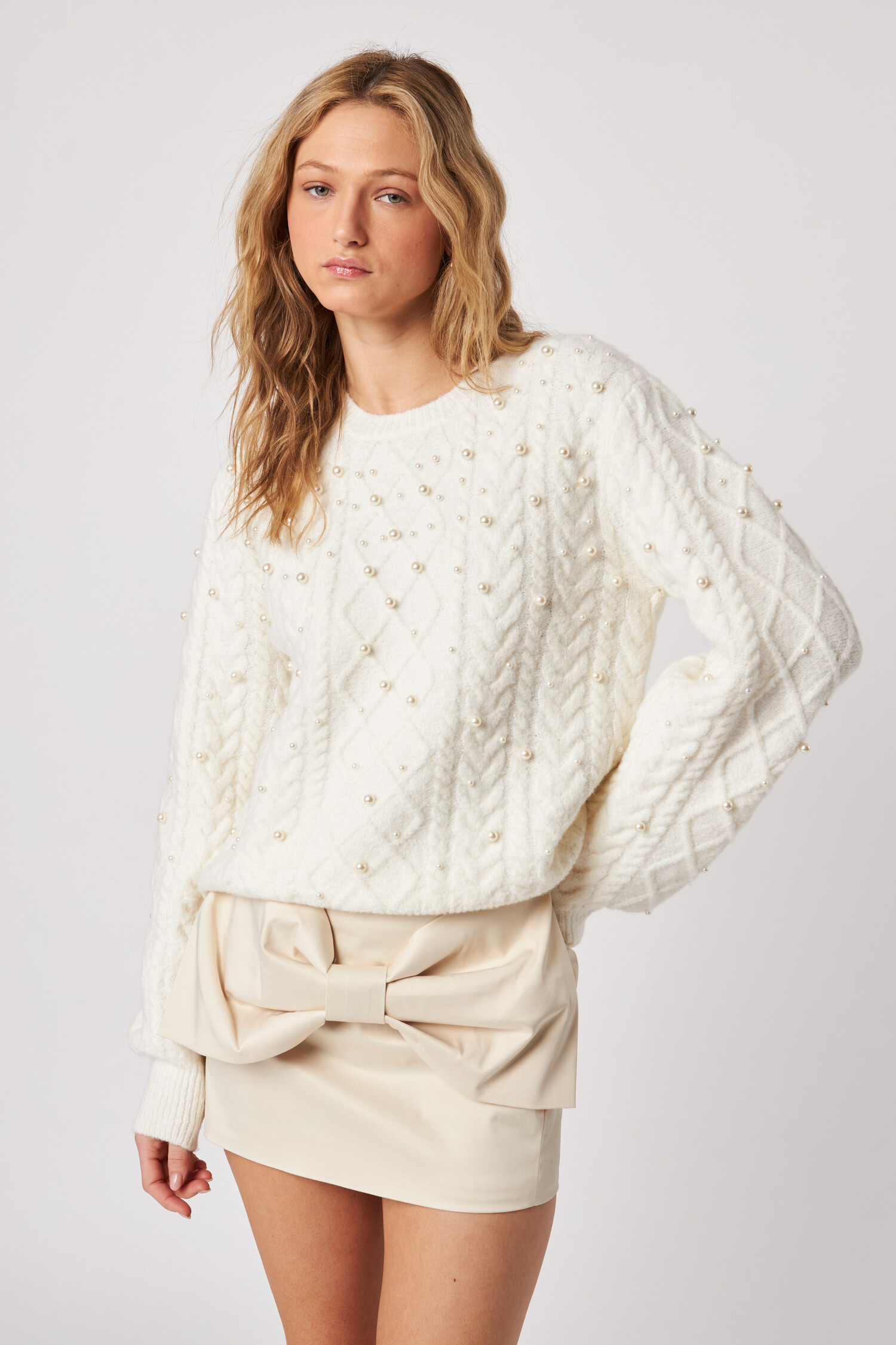 最終価格 andmary Kiki cable loose knit ivory ANDMARY】Kiki cable loose knit