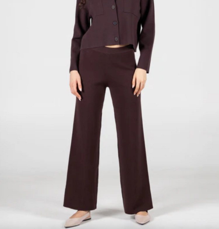 C'est Moi Brown Wide Knit Pant