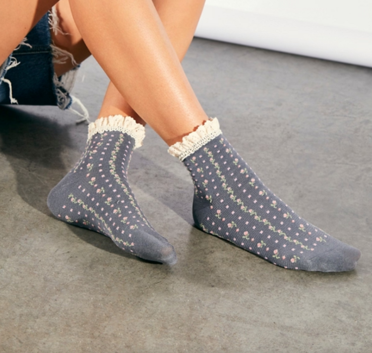 Free People Rosebud Socks Charcoal