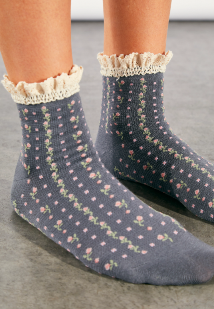Free People Rosebud Socks Charcoal