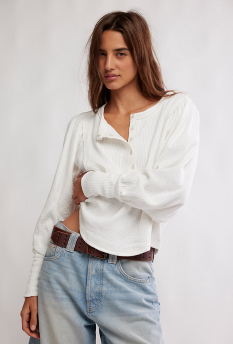 Free People Quinn Knit Top Ivory