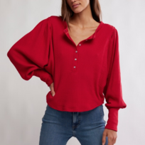 Free People Quinn Knit Top Red