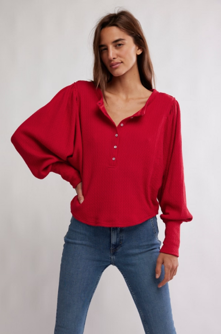 Free People Quinn Knit Top Red