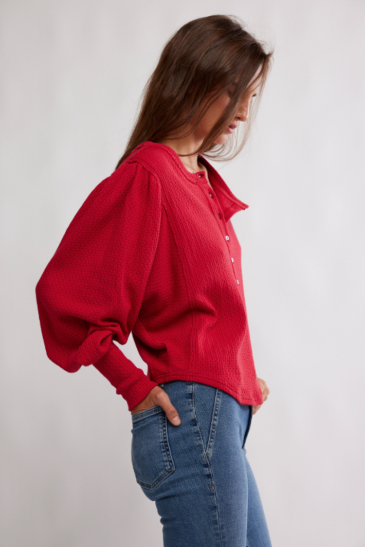 Free People Quinn Knit Top Red