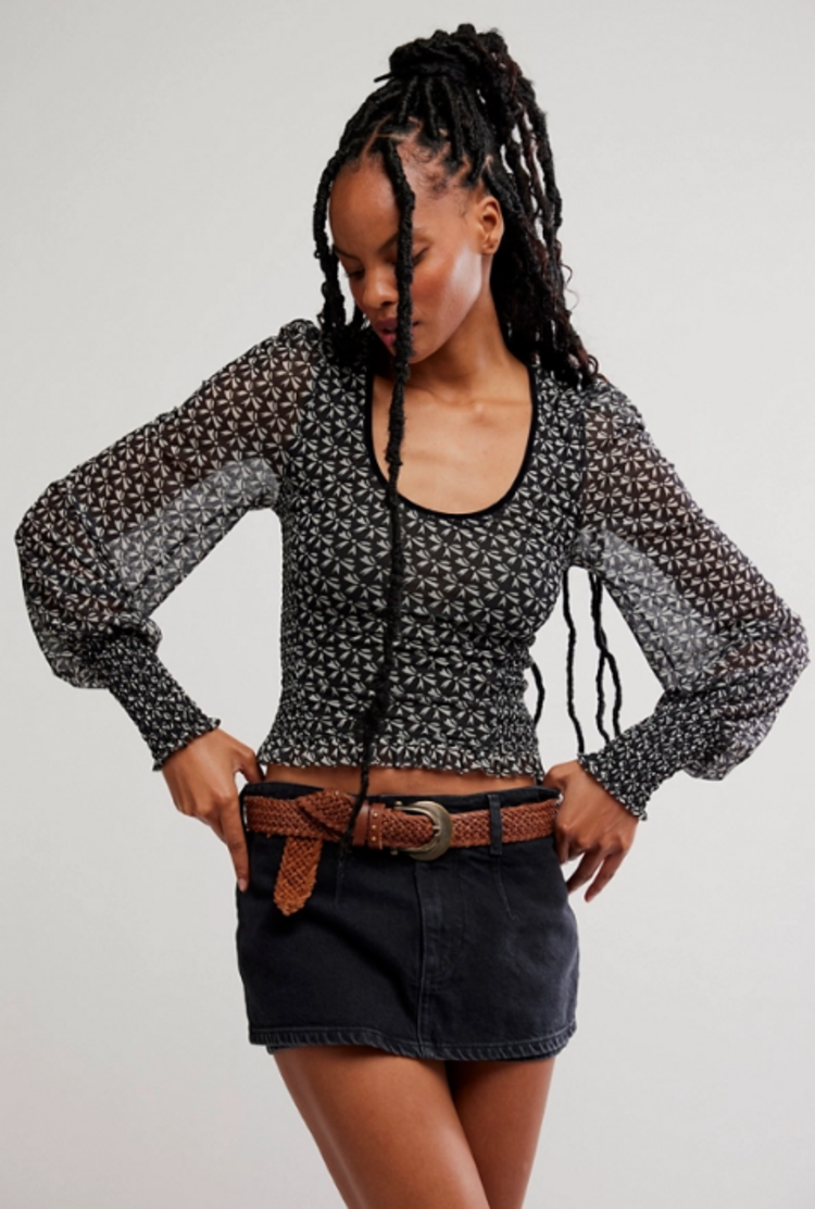 Free People Dottie Bow Top Black