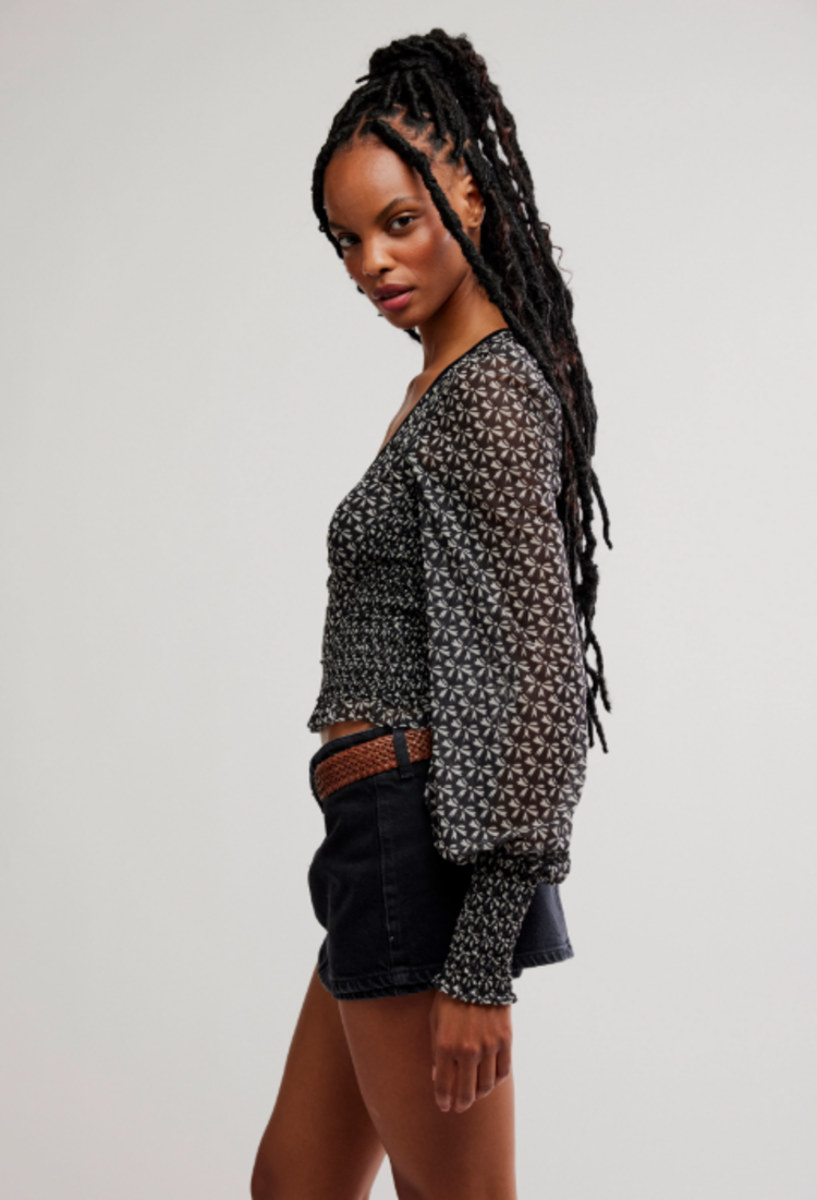 Free People Dottie Bow Top Black