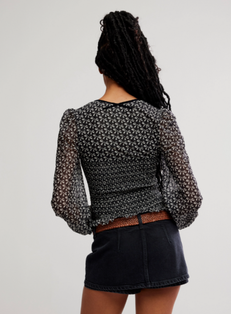 Free People Dottie Bow Top Black