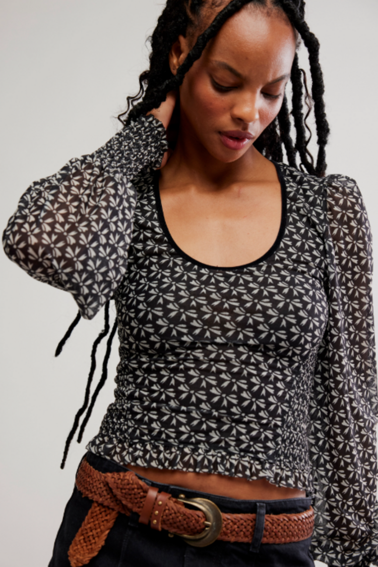 Free People Dottie Bow Top Black