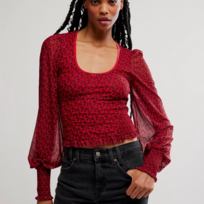 Free People Dottie Bow Top Red