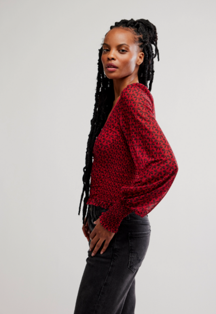 Free People Dottie Bow Top RED