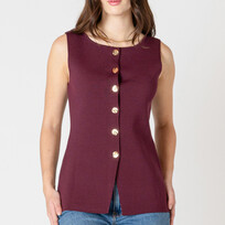 Black Tape Burgundy Button Top